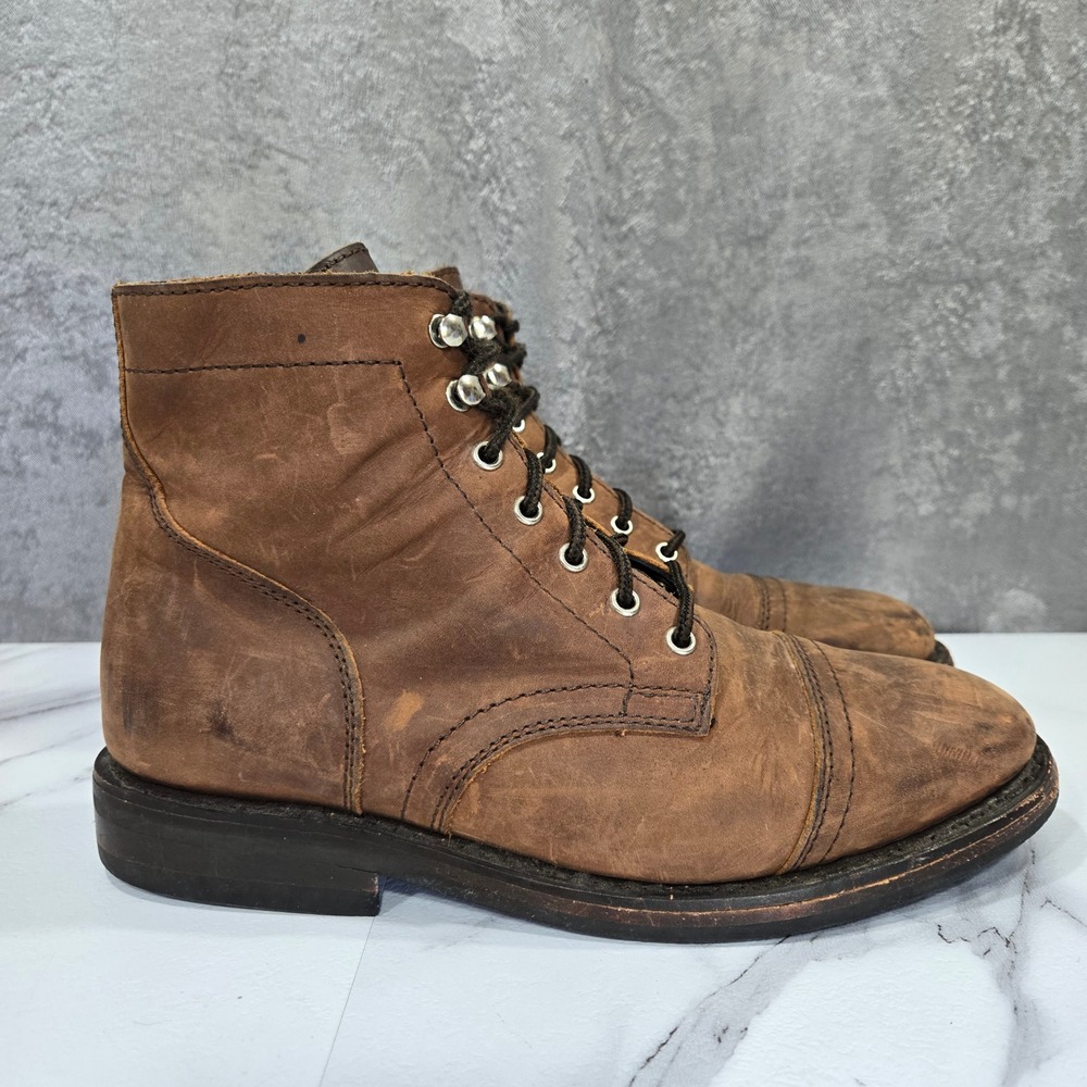 Thursday Boot Co Mens Size 7M Captain Brown Leather Cap Toe Lace Up Ankle Boots